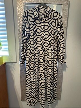 H&M Black and White Geometric Maxi Dress